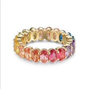18k Gold Plated Oval Shape Rainbow Eternity band